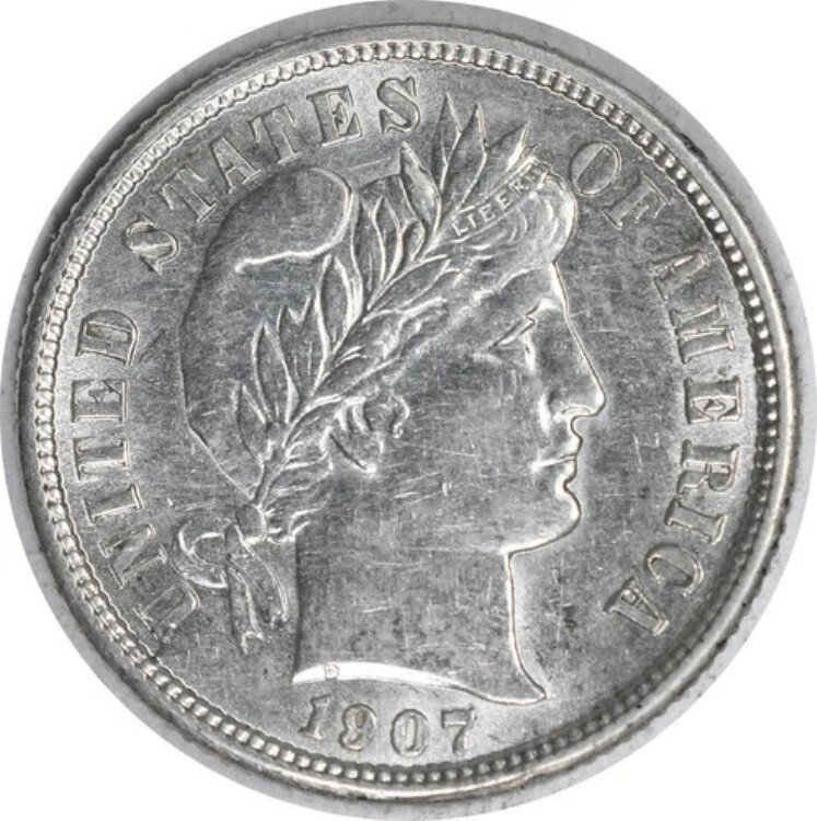 1907-S バーバー シルバーダイム AU スライダー 未認定 #1144