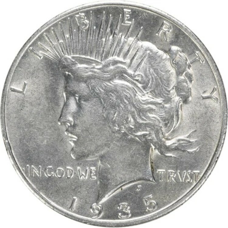 1935-S ピースシルバーダラー AU スライダー 未認定 #525