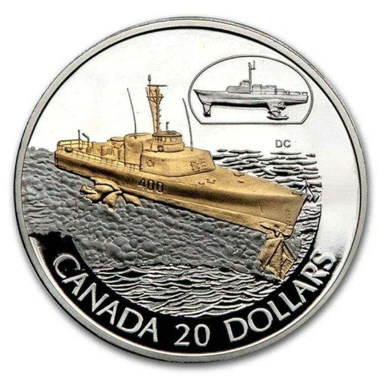 2003年カナダ1オンス銀貨20ドル HMCSブラスドールFHE-400