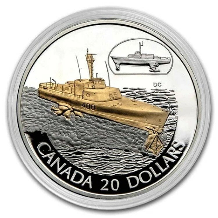 2003年カナダ1オンス銀貨20ドル HMCSブラスドールFHE-400