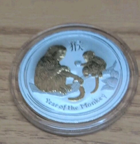 2016年 オーストラリア 1オンス 申年 金メッキ銀貨