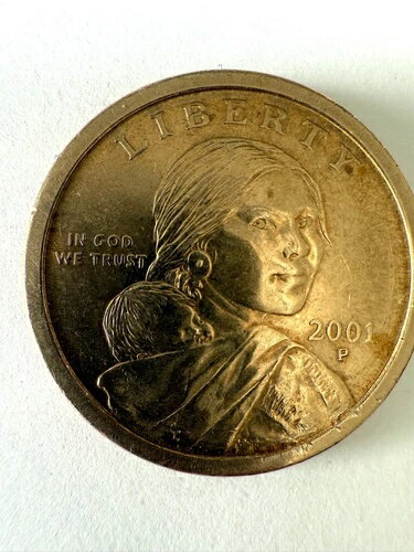 米国 2001 P サカガウィア 1ドル硬貨 リバティ ゴールドカラー ソアリングイーグル