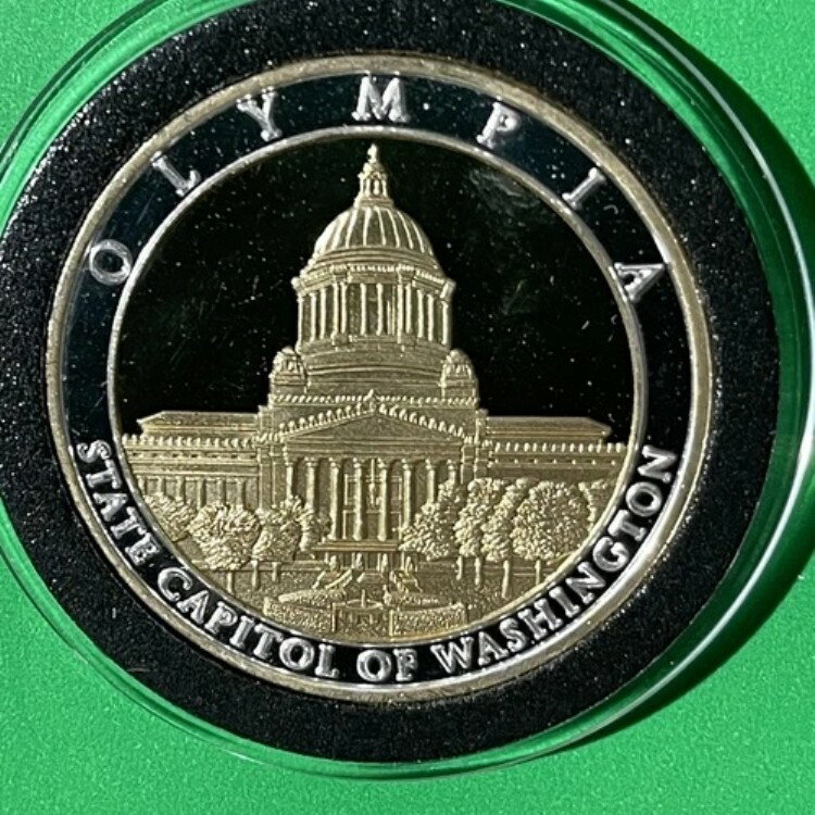 オリンピア州議会議事堂金鍍金貨 1トロイオンス 0.999 純銀ラウンドメダル