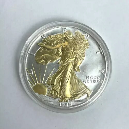 1989年 アメリカンイーグル 1オンス .999 純銀 24K金メッキ 1ドル $1 カプセル