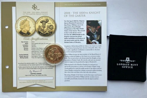 2010 TDC ガーター勲章 プルーフ 金メッキ クラウンコイン 1枚 COA ポーチ