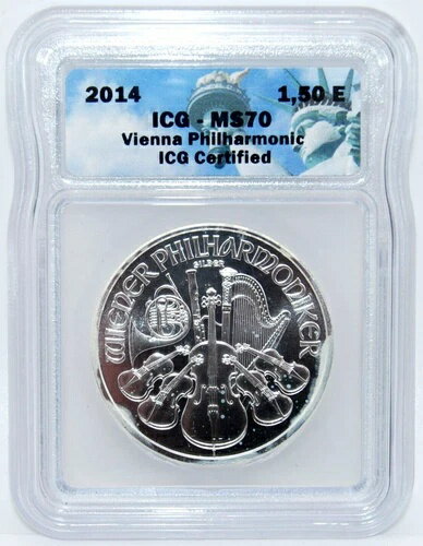 2014 1.50ユーロ ウィーン・フィルハーモニー管弦楽団 1オンス シルバー - ICG MS70