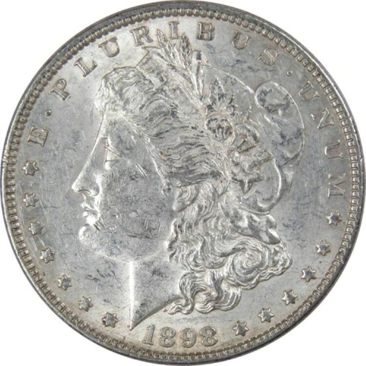 1898 Morgan Dollar, AU, Uncirculated, 90% Silver, 1 Dollar US Coin, Collector's Item