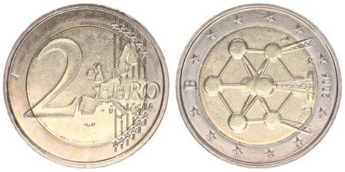 2 ? コイン ベルギー 2006 - アトミウム、Stempeldrehung 100° 左へ pr?gefris 83352