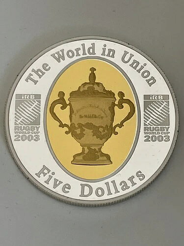 2003年ラグビーワールドカップ 選択的金メッキ プルーフ 1オンス 純銀貨