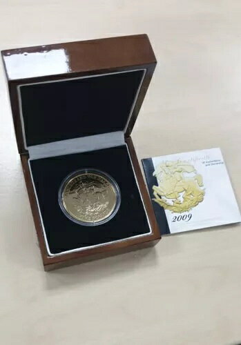 2009年 聖ジョージとドラゴン 金メッキ 5 ポンド コイン ... 5 ポンド コイン