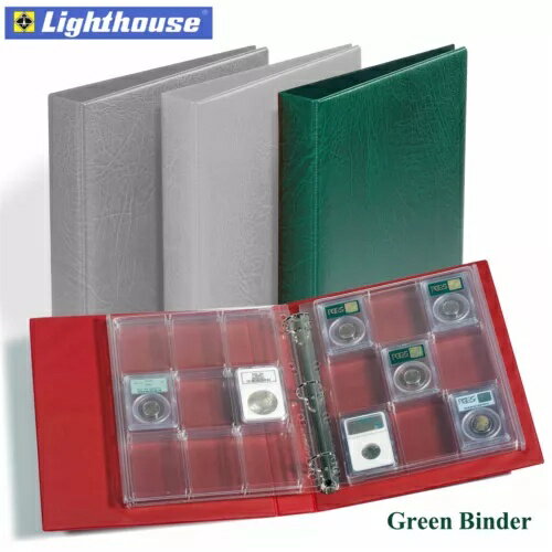 NGC / PCGS 36枚のコインスラブディスプレイアルバム、グリーンバインダー、4ページのエンキャップ付き..