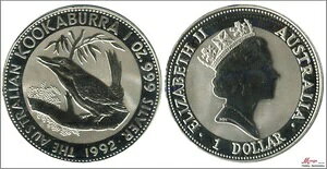 オーストラリア 1年 1992年 / コカブラ / 1オンス 銀貨 カプセル入り FDC / MS