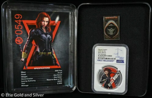 2018年 フィジー プルーフ ブラックウィドウ 1オンス シルバーコイン＆ピンセット OGP NGC PR 70 UC付き