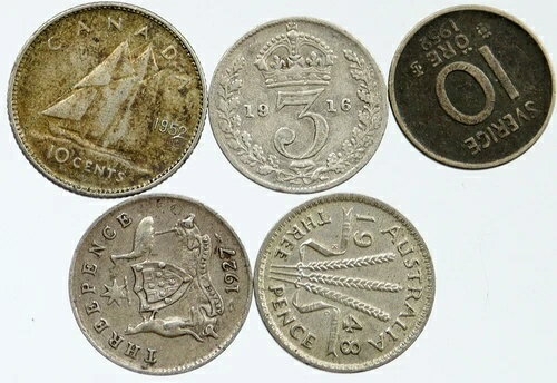 楽天WORLD RESOURCE【KING店】シルバーワールドコイン 5枚セット 本物コレクション ヴィンテージグループ お得ギフト i115651