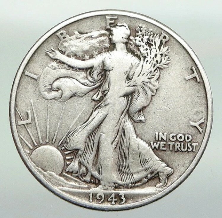 1943年アメリカ合衆国銀貨 ウォーキング・リバティ ハーフドル硬貨 白頭鷲 i92195