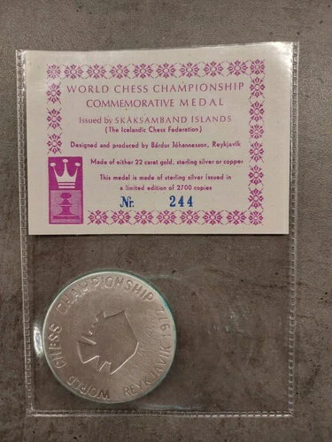 フィッシャー/スパスキー 1972年世界チェス選手権アイスランド記念メダル 銀