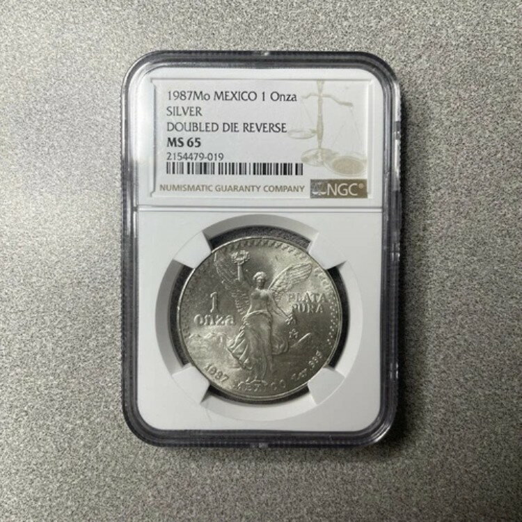 1987年 メキシコ シルバー リベルタッド 1オンザ NGC MS 65 希少 ダブルダイ ジェム BU 1オンス(3)