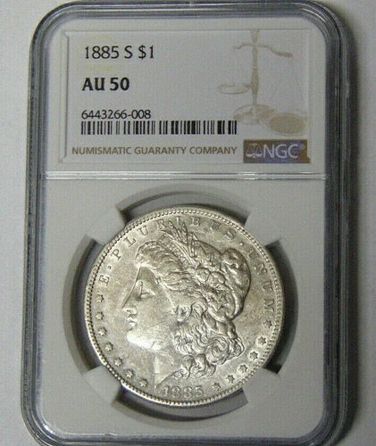 NGC AU50 1885-S モルガン銀貨 サンフランシスコ造幣局 #6443266-008(3)