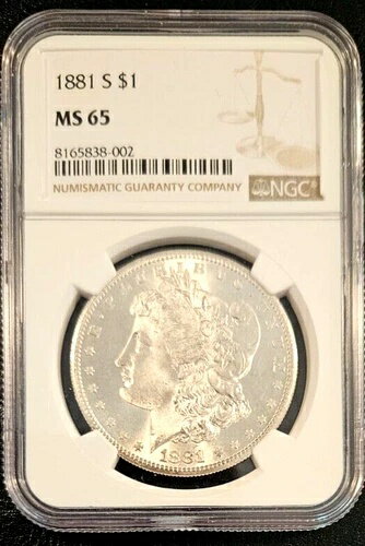 1881 S モーガン シルバー ダラー NGC MS65、輝く鏡のような素晴らしい宝石!