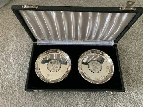 2皿 スターリングシルバー 925 小物入れ コースター 1916-9年 インド ルピー 54g 各