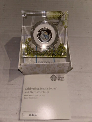 ビアトリクス・ポター作 ピーターラビット 2020年 英国 50ペンス プルーフ銀貨 - COA 02839