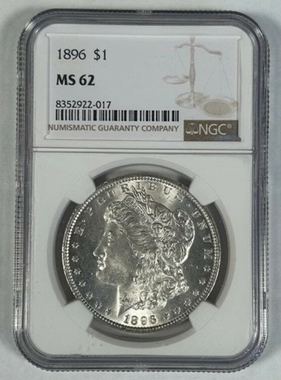 1896年 モルガン銀貨 1ドル硬貨 NGC MS 62(3)