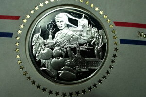 ニュージャージー州 トーマス・エジソン 1976年 建国200周年記念 プルーフ 925シルバー アートバー ラウンド C2069