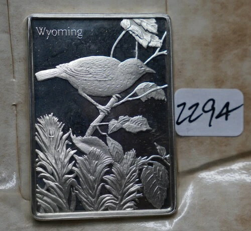 フランクリンミント ワイオミング メドウラーク インディアン ペイントブラシ 925 シルバー アートバー..