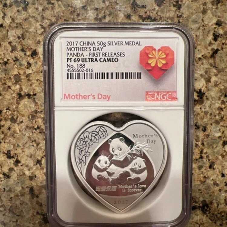 2017年 中国 50g 銀メダル パンダ 母の日 NGC認定 PF69