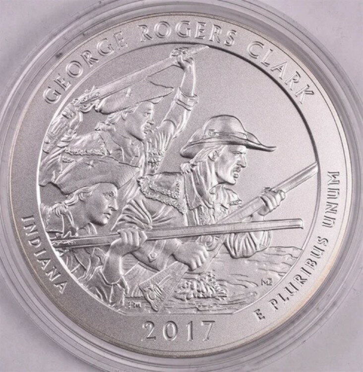 2017年 ジョージ・ロジャース・クラーク 5オンス シルバー ATB 未流通 箱・鑑定書付き