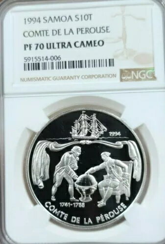 1994 サモア シルバー 10 タラ コント ドゥ ラ ペルーズ NGC PF 70 ウルトラ カメオ パーフェクト