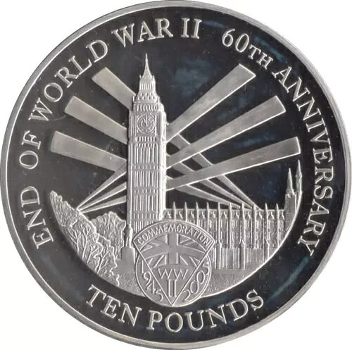 スターリングシルバー プルーフ 5オンス コイン 2005年 第二次世界大戦終結60周年記念 カプセル入り + COA