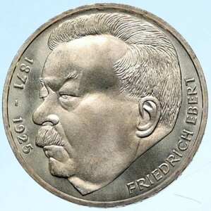1975年 J ドイツ 政治家 フリードリヒ・エーベルト アンティーク オールド シルバー 5マルク コイン i99310
