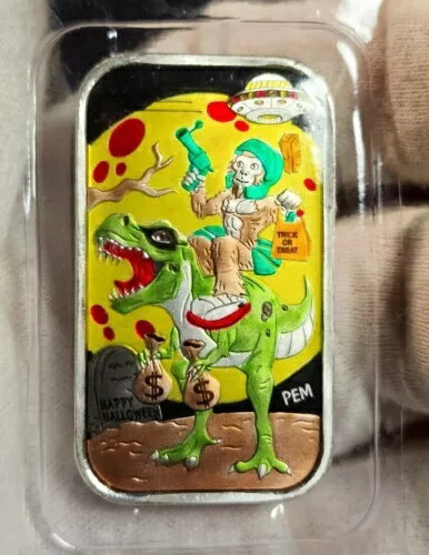ハロウィン 2022 PEM ダブルエナメル 1オンス .999 シルバー 火星 T-Rex UFO 発行枚数 30