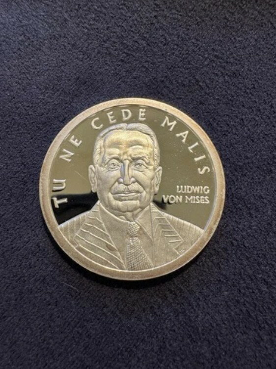 レア 2009 ルートヴィヒ フォン ミーゼス研究所 Tu Ne Cede Malis AOCS 1oz 999 シルバー ラウンド