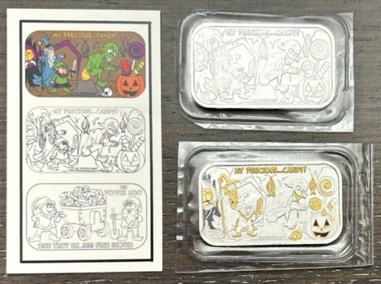 ペパーミント 1オンス .999 シルバー 2本セット COA付き マイプレシャスキャンディ ハロウィン