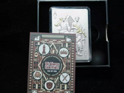 2025年 チャド 五大ファミリー ジェノベーゼ犯罪一家 2オンス 銀メッキコイン