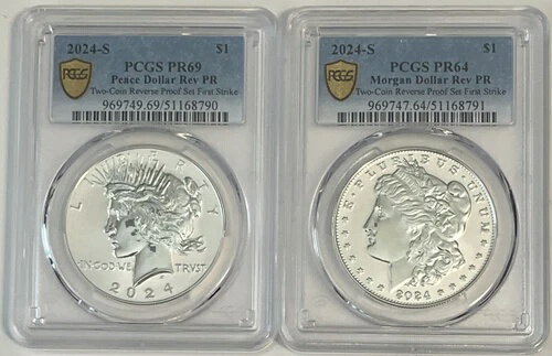 2024年 S $1 PCGS PR69 ピース＆PR64 モル