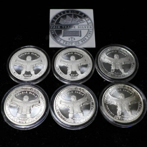 2014年フェアトレード 1オンス シルバー ダブルイーグル ラウンド ダニエル・カー 6枚セット（鑑定書1枚付き）
