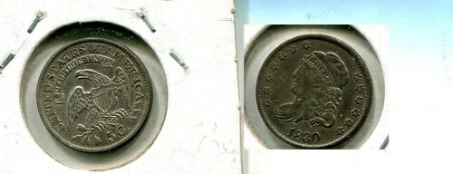 1830年製 キャップドバスト シルバー ハーフダイム CH AU 7652S(3)