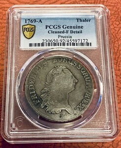 1769-A プロイセン ターラー PCGS 精巧なディテール 希少銀貨 ドイツ ドイツ語