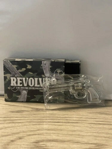 チャド 2オンス シルバー リボルバー ガン型 アンティーク ハイレリーフ コイン .999 (箱付き)??