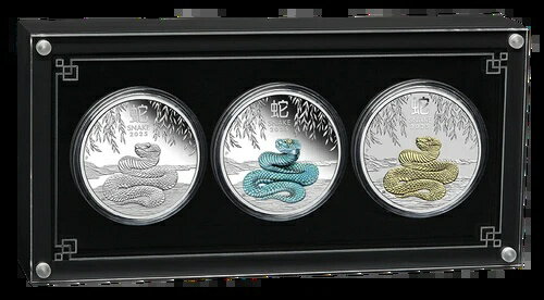 2025年オーストラリア旧正月 巳年 3枚 x 1オンス 銀貨トリオセット
