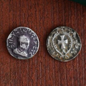 古代アクスマイト銀貨 2 枚 ? クリスチャン クロス、アクスム帝国、レア エチオピア コイン