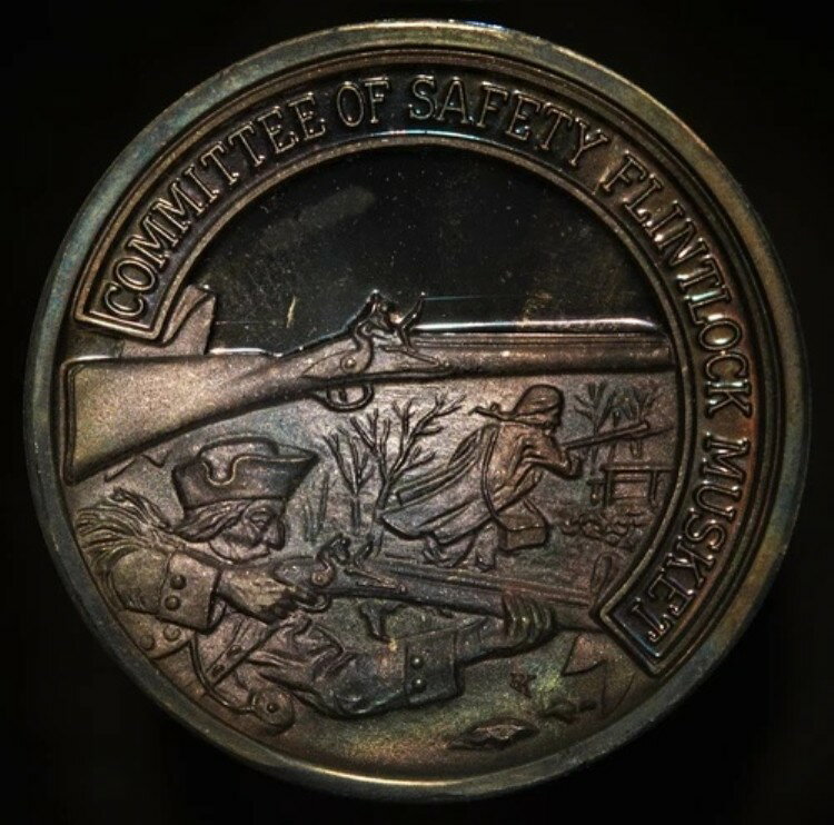 フリントロック式マスケット銃コンコード999ファインシルバーヴィンテージアートバーラウンドC3067