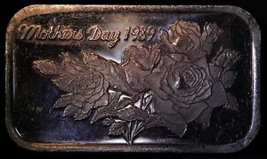 1989年 母の日 バラの花 シルバー タウン 1オンス 999 ファインシルバーアートバー C2657