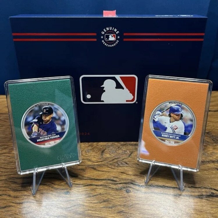 2024年 NIUE アゴロ MLB コイン エメラルド 吉田正孝/500 & トパーズ ボビー・ウィット・ジュニア/300