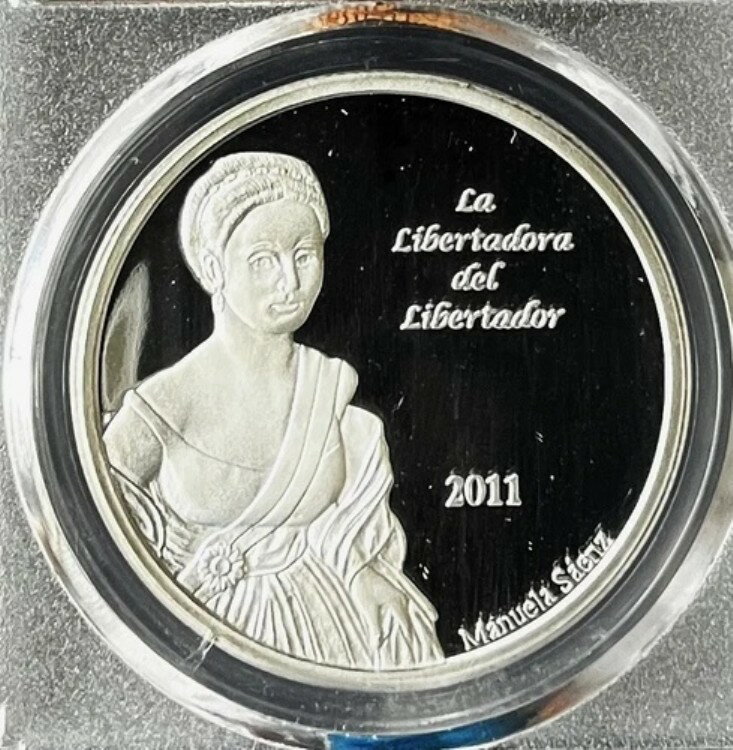 エクアドル スクレ 2011 マヌエラ・サエンス シルバー プルーフ .999