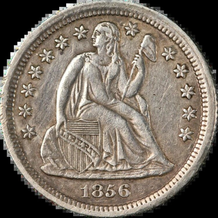 1856-O シーテッド リバティ ダイム AU