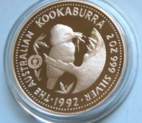 オーストラリア。1992年 2オンス - シルバー・クーカバラ。アデレード・ポンド・プライビー。ケース入りプルーフ